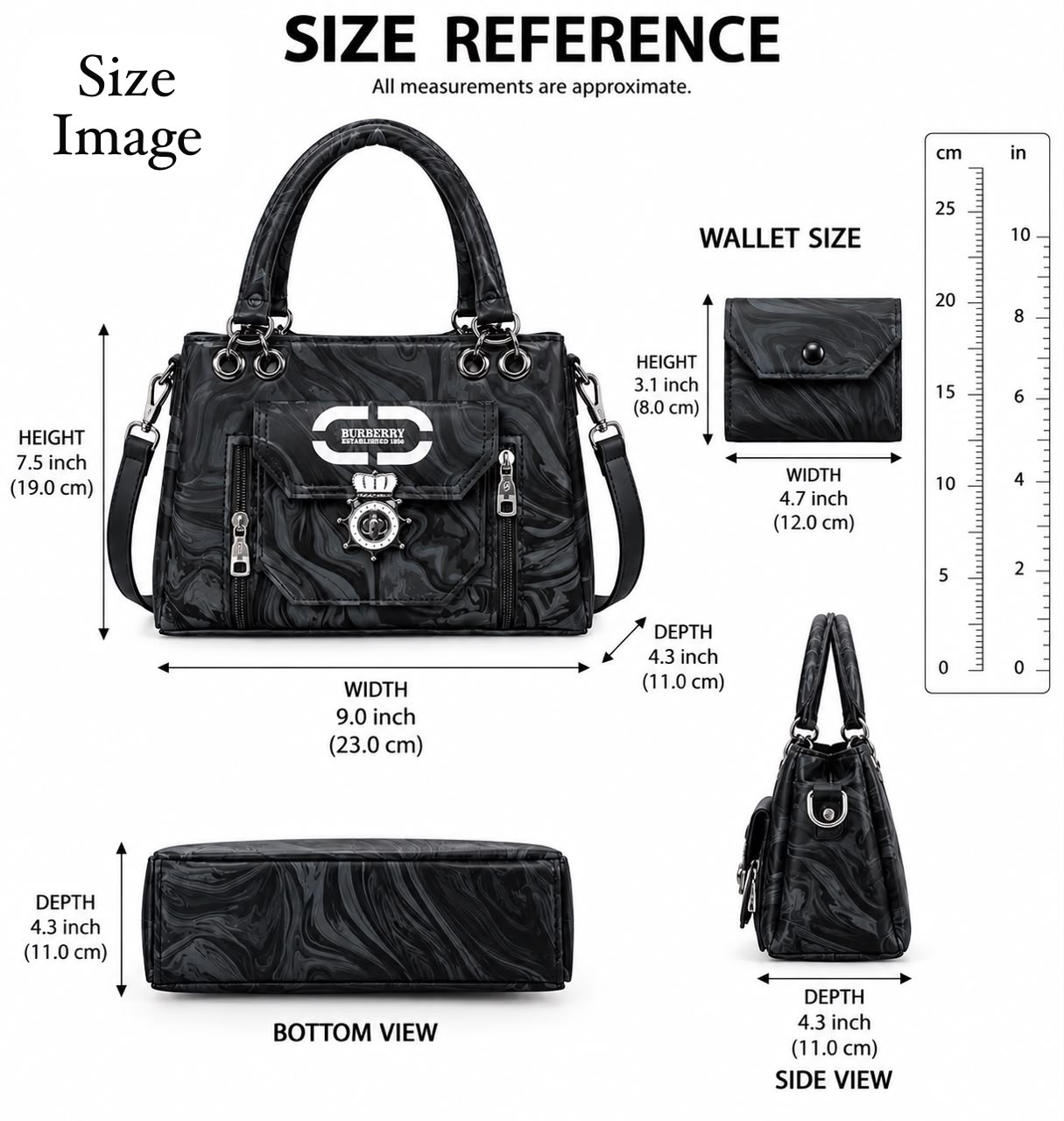 2 Pcs Quilted Handbag Set with Wallet — view 10