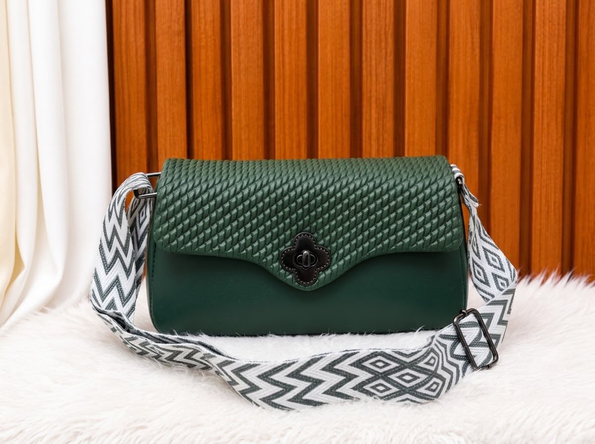 Quilted Flap Crossbody Bag with Woven Strap