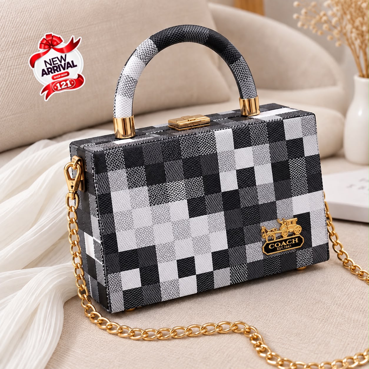 Box Handbag with Long Chain Crossbody — view 10