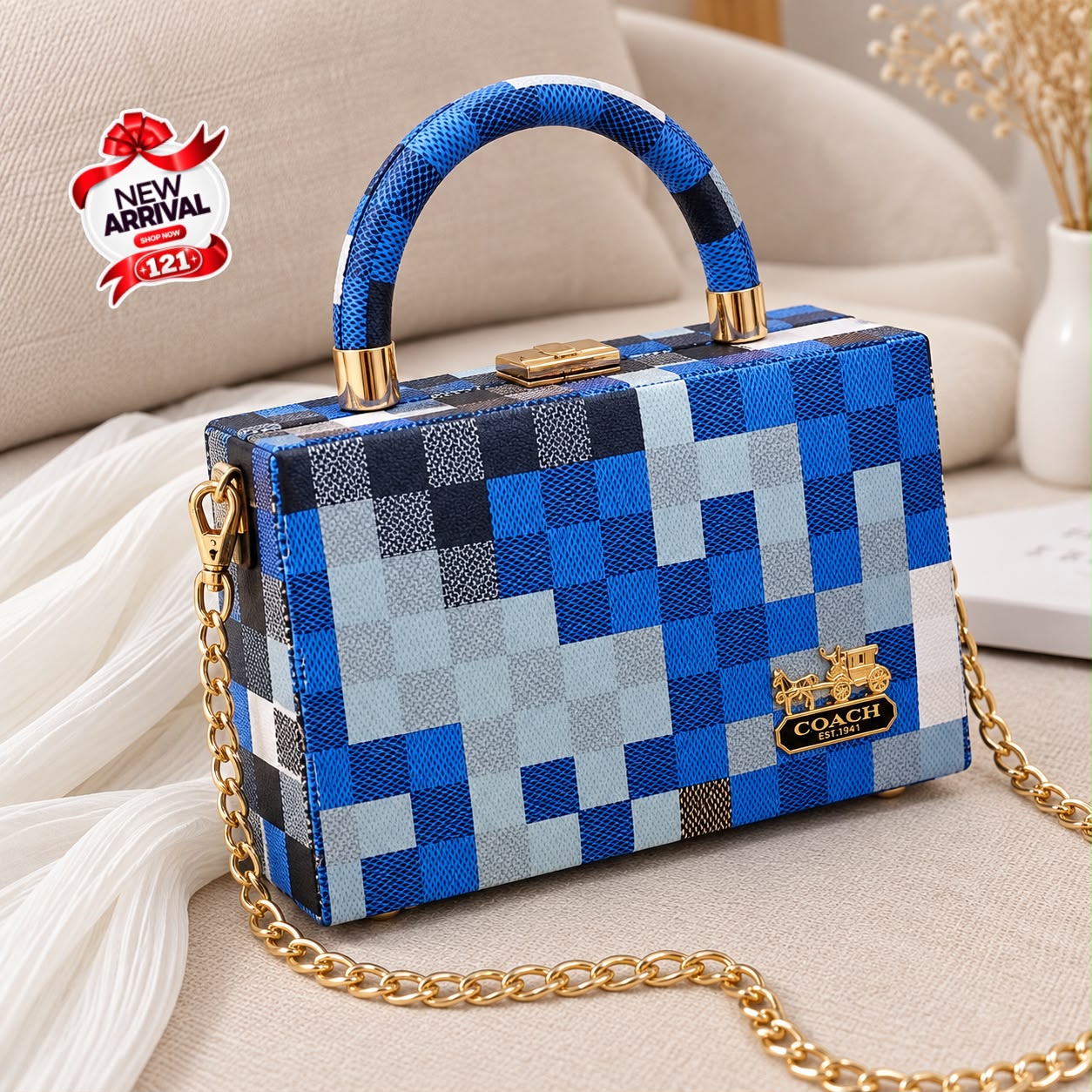 Box Handbag with Long Chain Crossbody — view 2