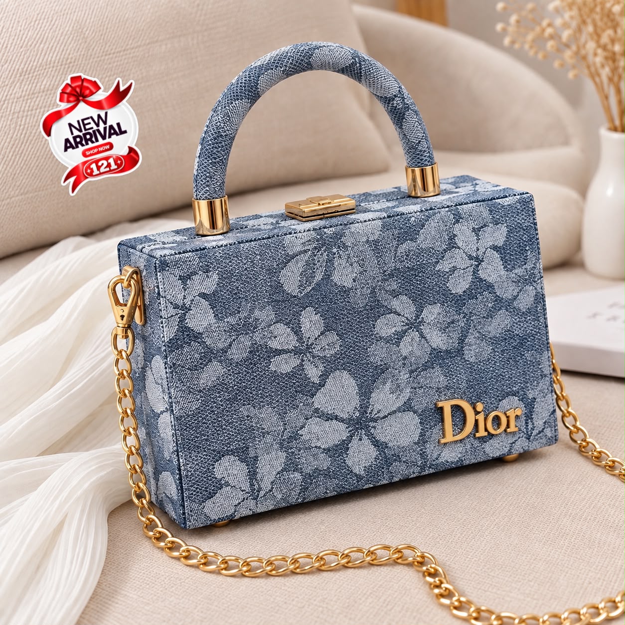 Box Handbag with Long Chain Crossbody — view 3