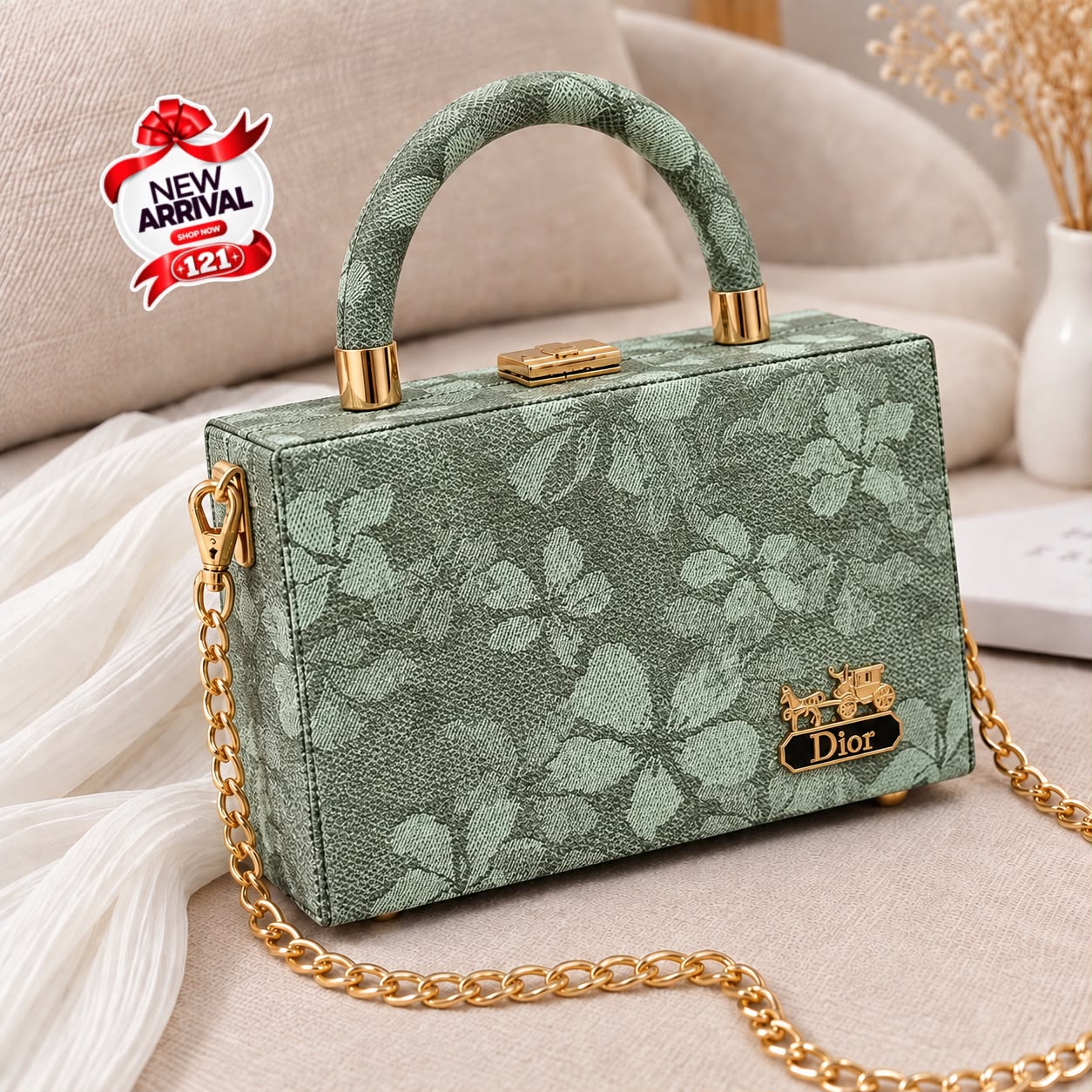 Box Handbag with Long Chain Crossbody — view 5