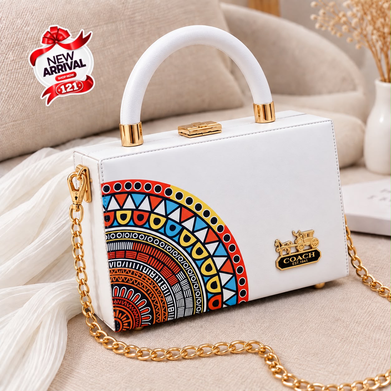 Box Handbag with Long Chain Crossbody — view 8
