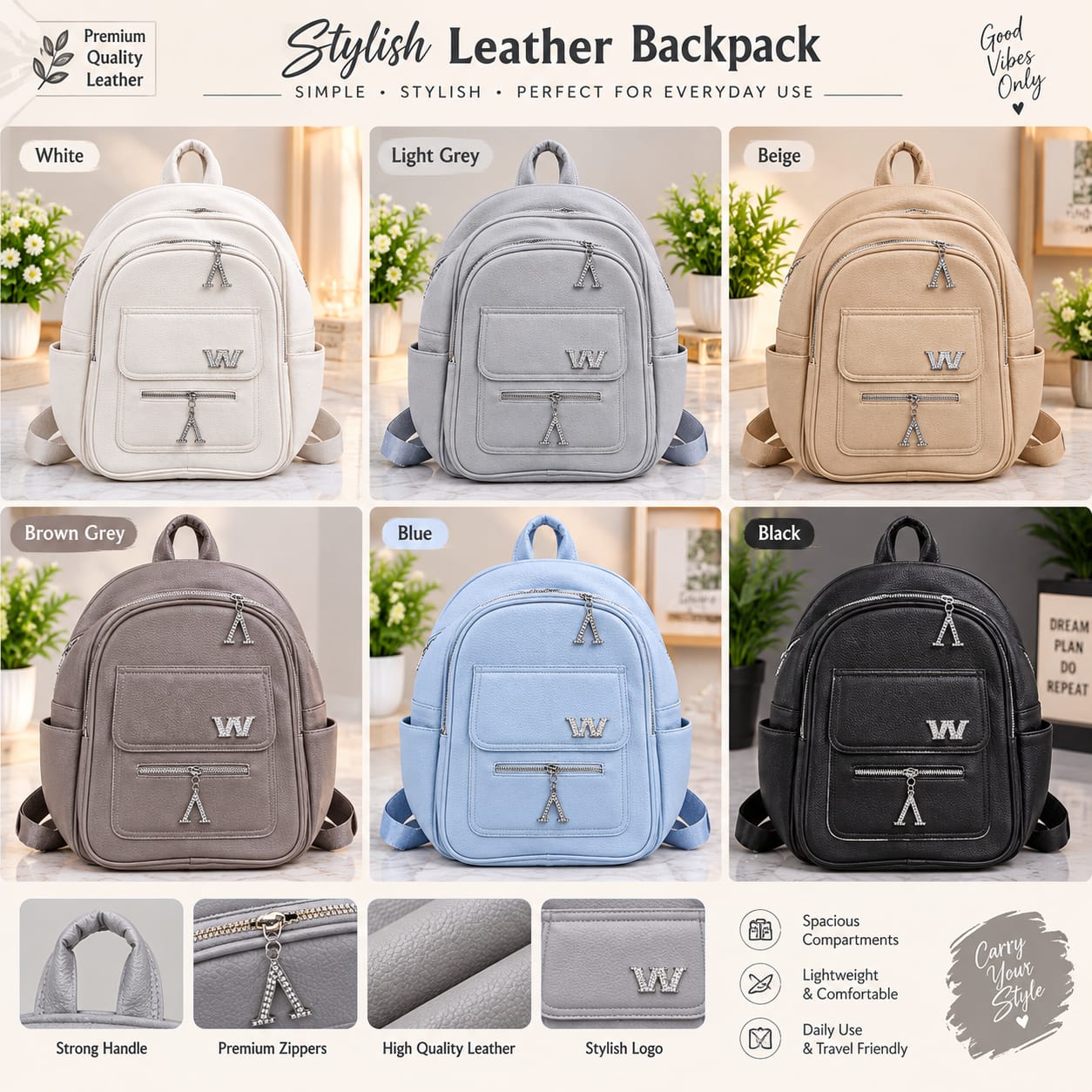 High Quality Leather Backpack — view 2
