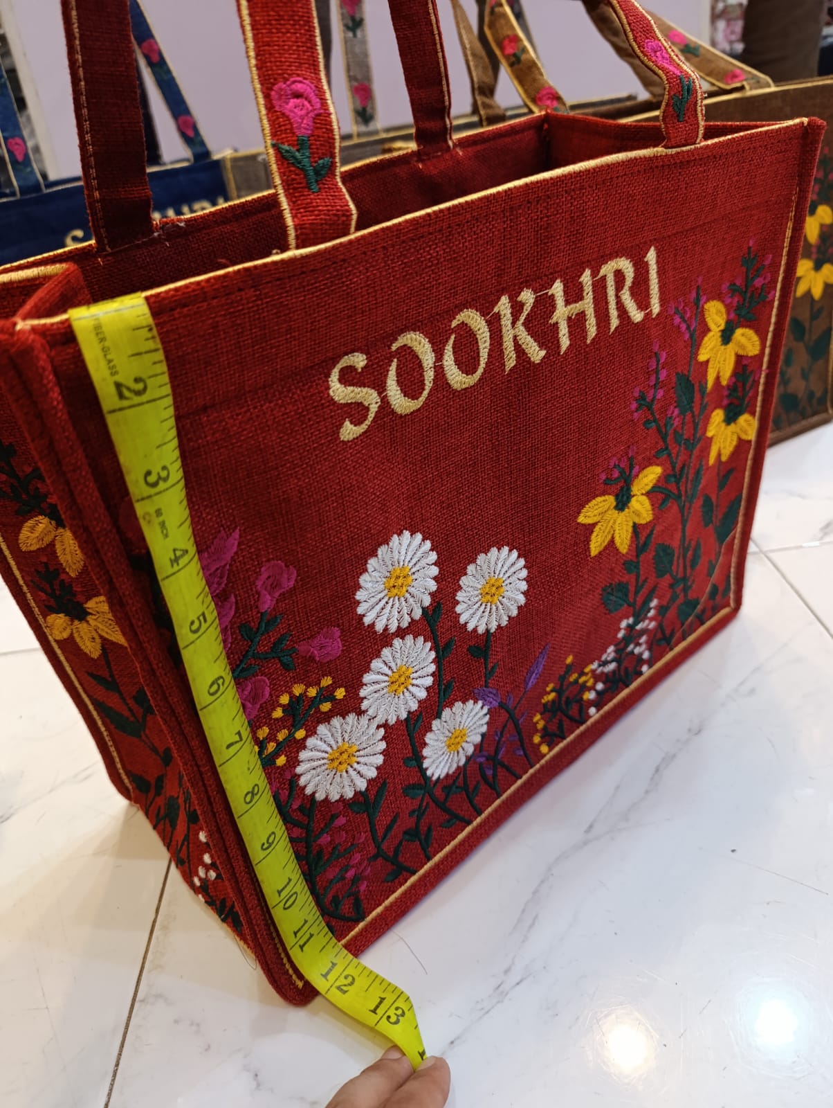 Unique Embroidery Jute Tote Bag — view 4
