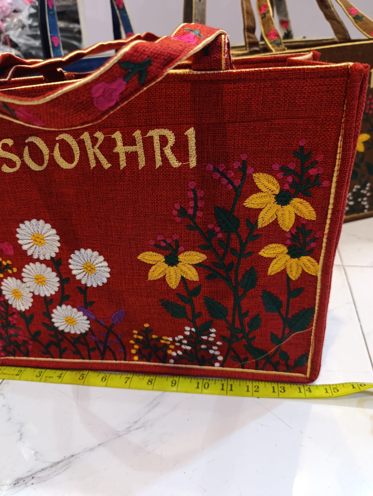 Unique Embroidery Jute Tote Bag — view 5