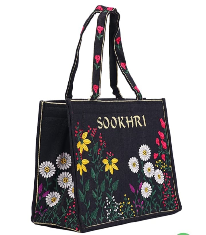 Unique Embroidery Jute Tote Bag — view 7