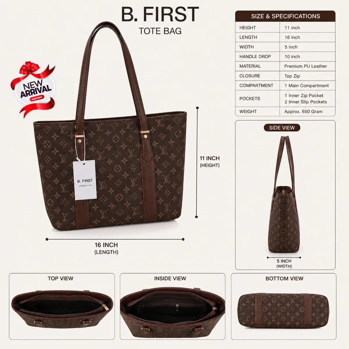 LV Big Size Tote Bag for Girls — view 5