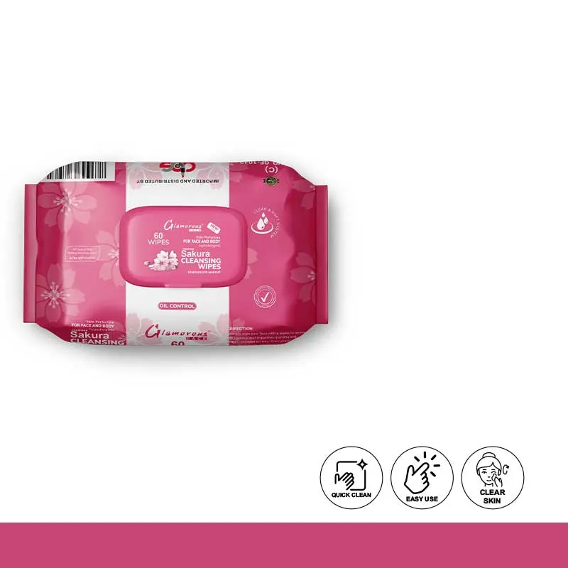 Glamorous Face Cleansing Makeup Remover Wipes Large 60 Pieces — view 3