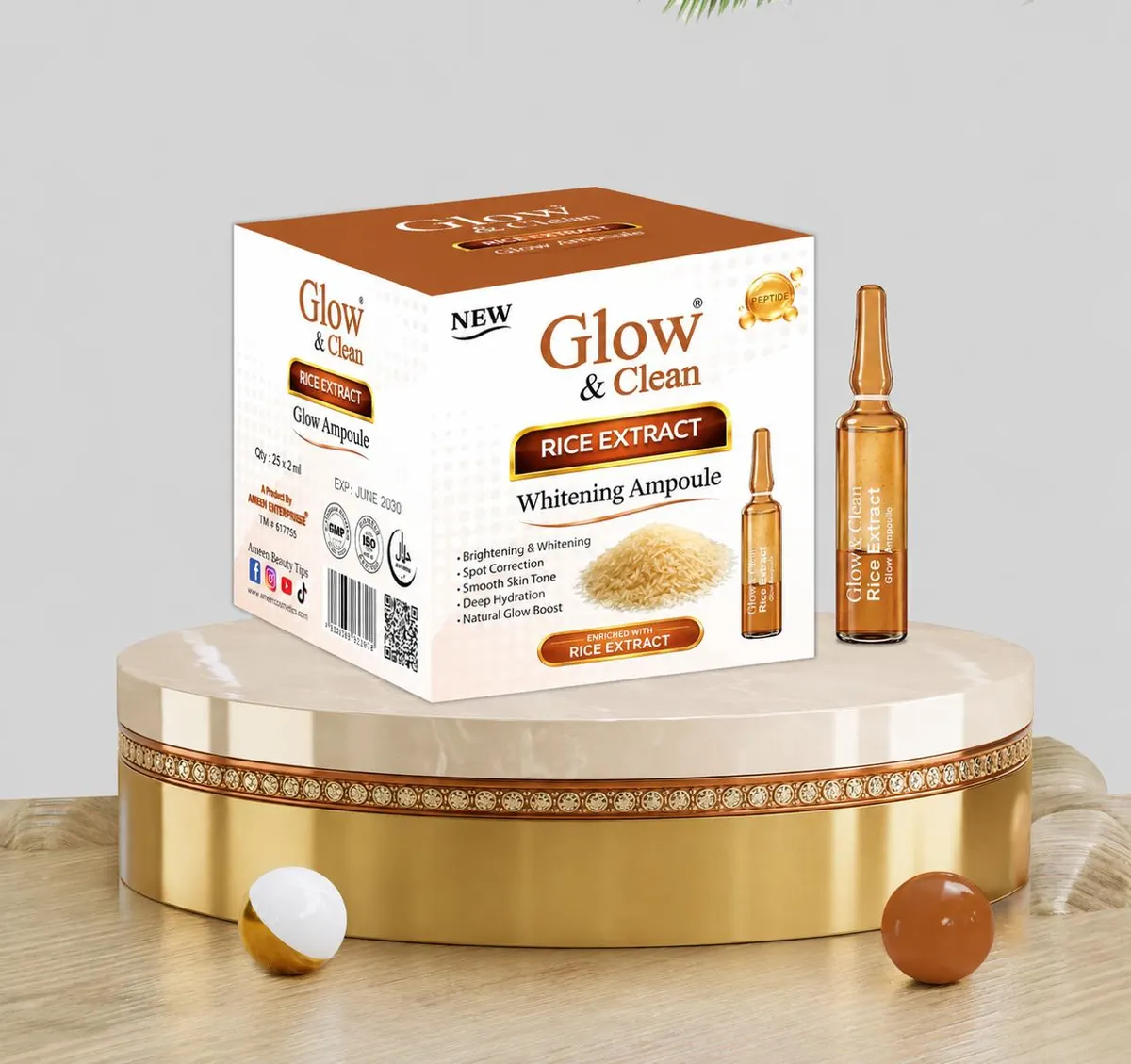 Glow & Clean Rice Extract Whitening Ampoule — 25 x 2ml
