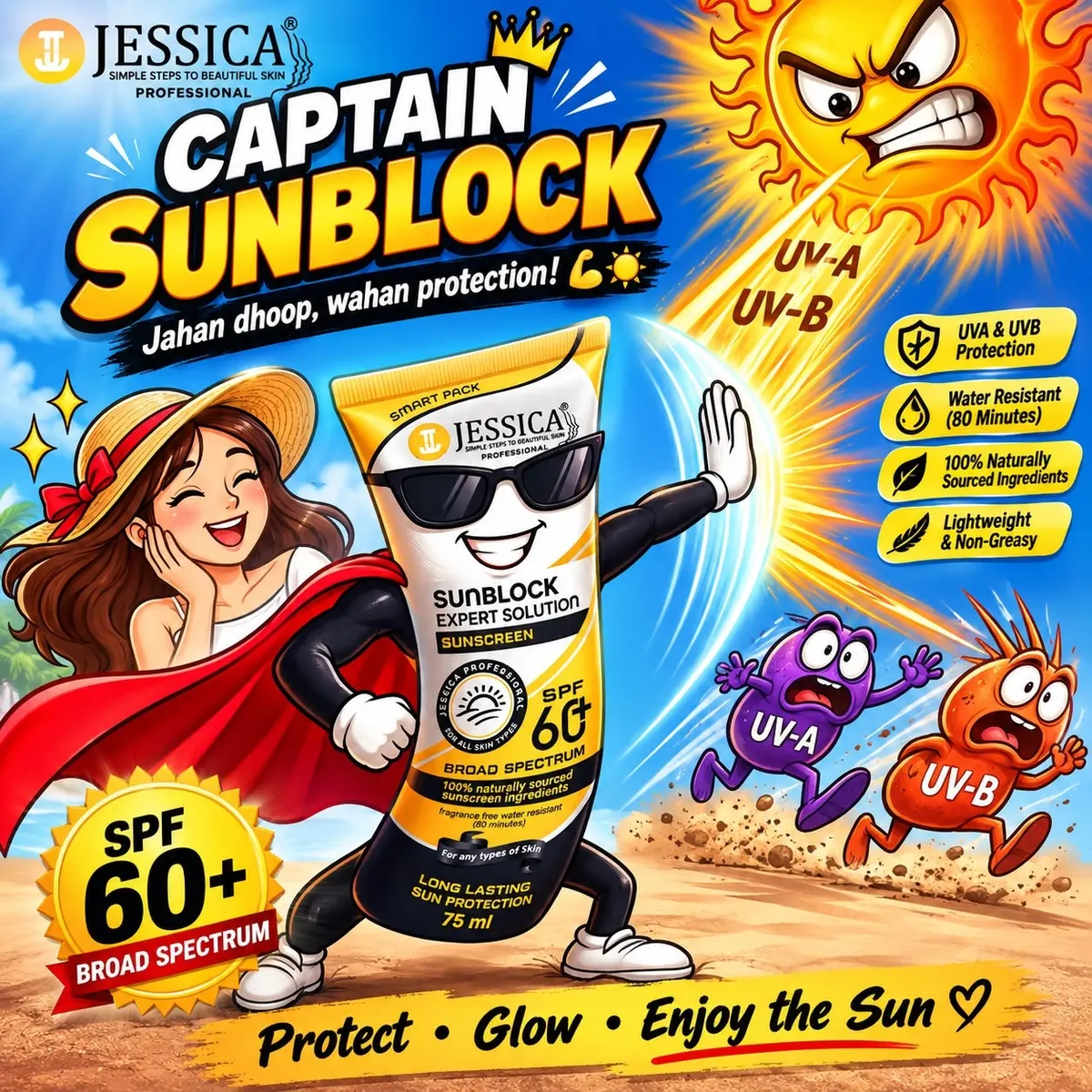 Captain Sunblock - Sunblock SPF 60+ – Broad Spectrum Sunscreen 75ml — view 1