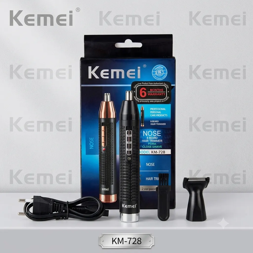 KM-728 2 in1 Rechargeable Nose Hair Trimmer for Men — view 2