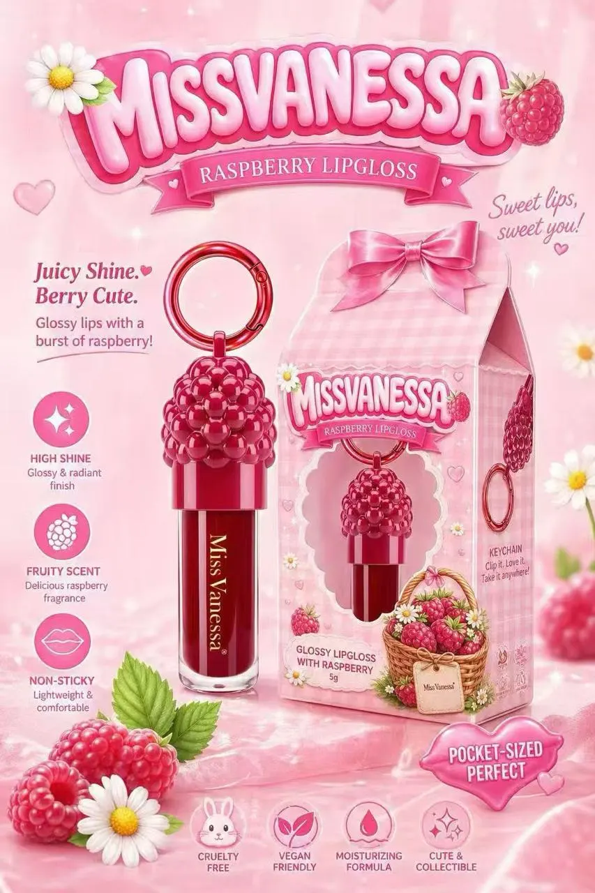 Miss Vanessa Raspberry Glossy Lipgloss Keychain 5g