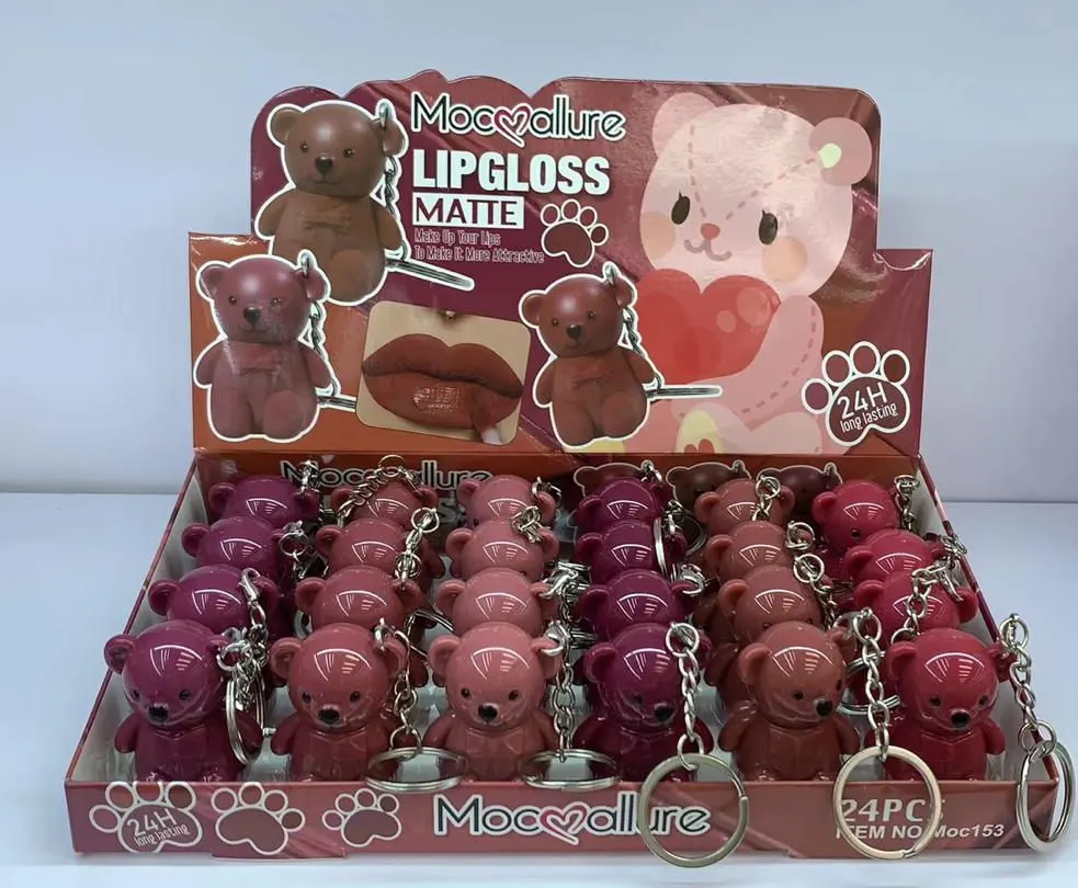 Mocallure Teddy Keychain Lip Gloss — 6 Piece Set