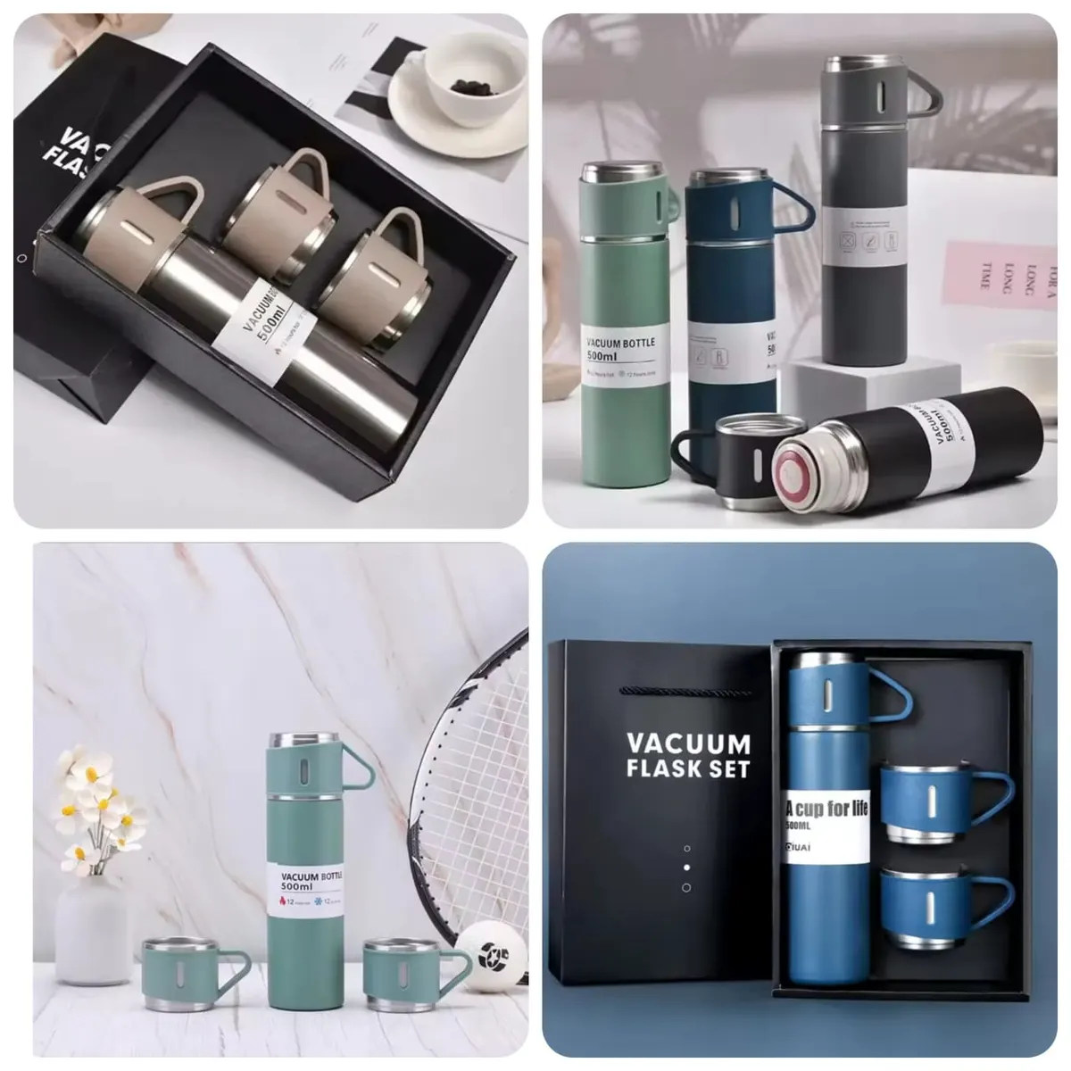 Vacuum Flask Gift Set (Box Packing, Random Colours)