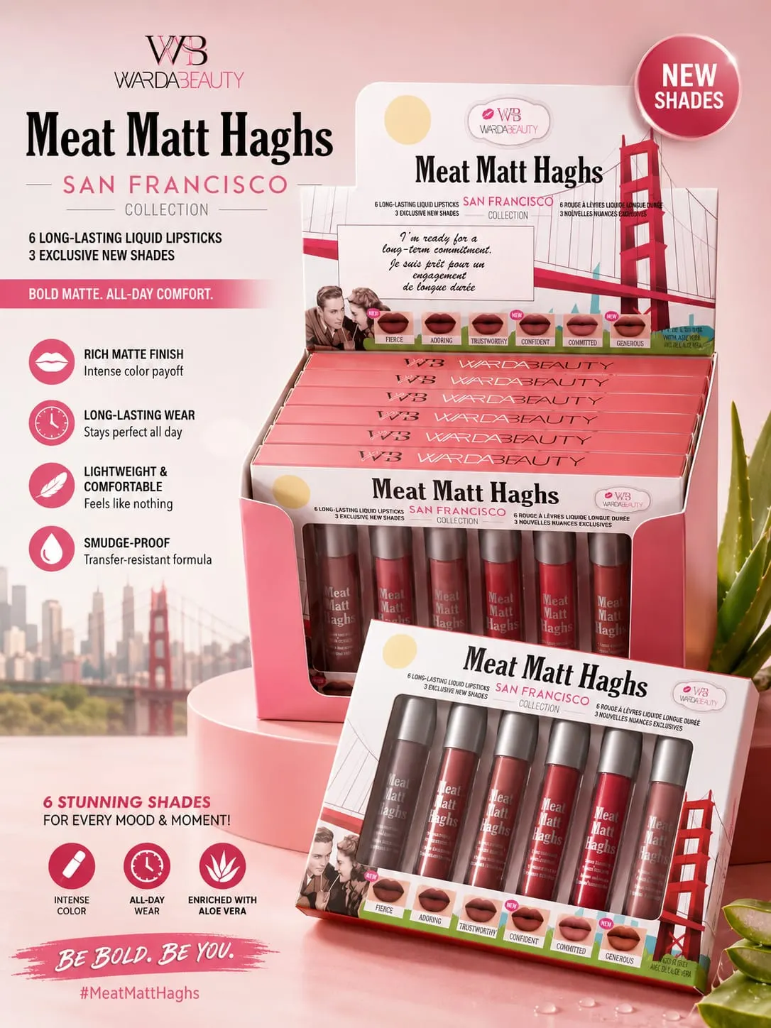 Warda Beauty 6-in-1 Meat Matt Haghs Liquid Lipstick Set