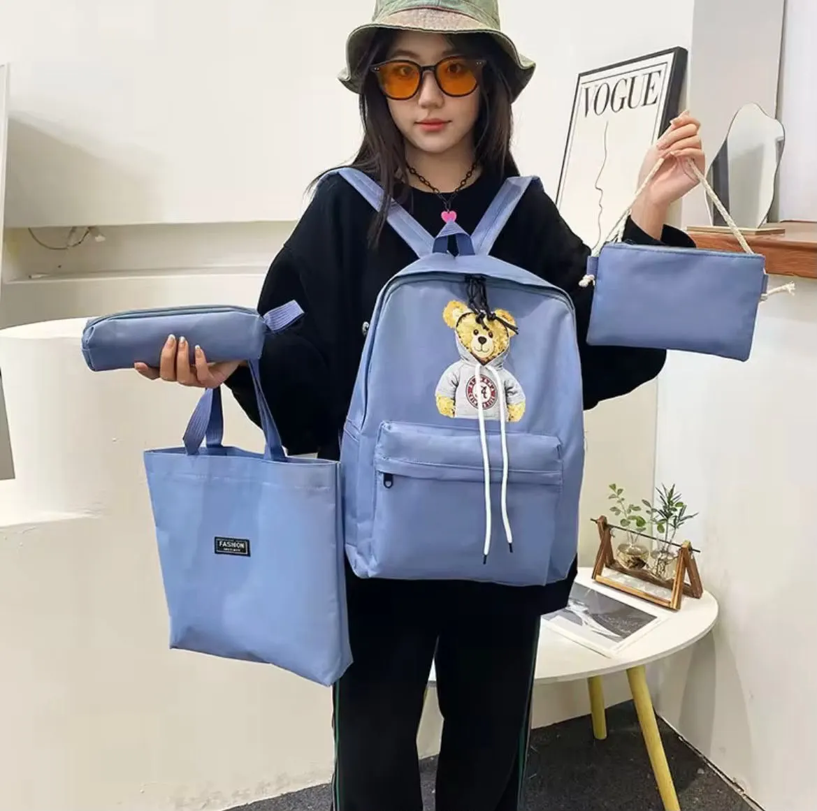 High Quality 4Pcs School Bag & Backpack For Girls