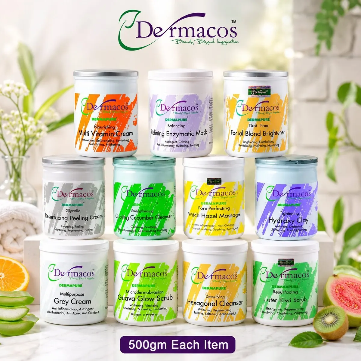 Dermacos Complete Facial Jars Combination-2 (500gm Each) Pack of 11