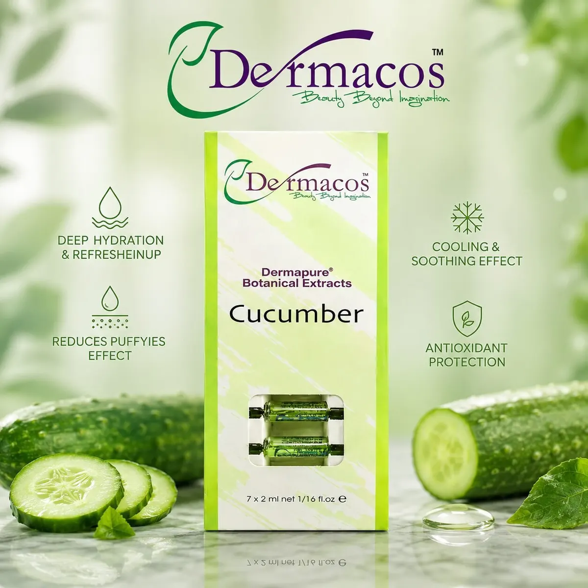 Dermacos Dermapure Botanical Cucumber Ampoule (2ml) Pack of 7