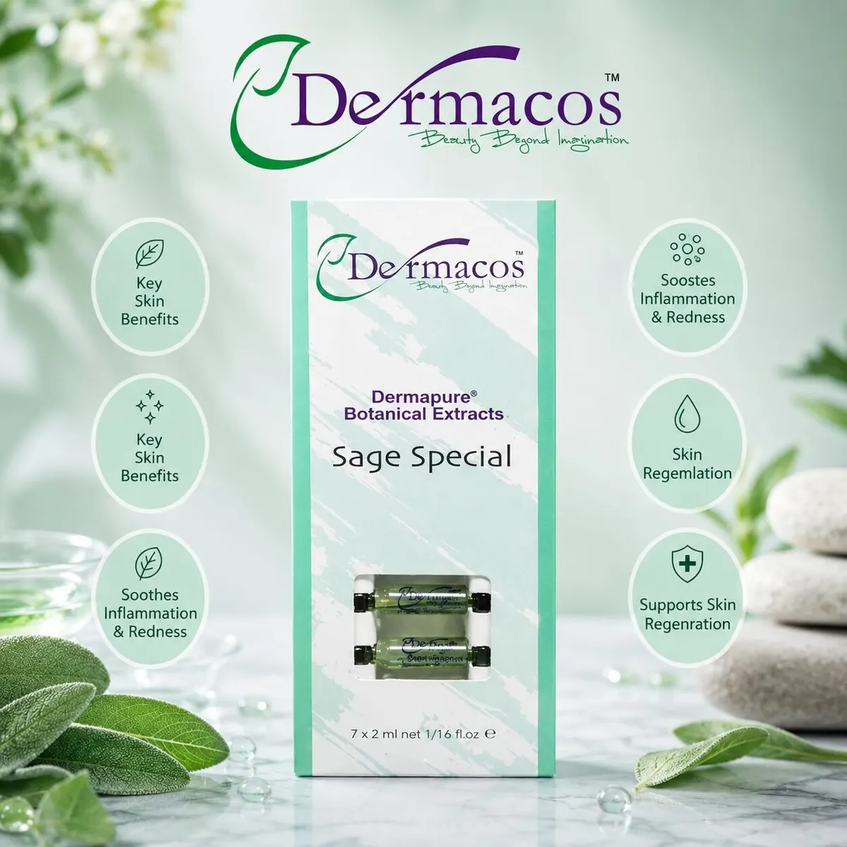 Dermacos Dermapure Botanical Sage Special Ampoule (2ml) Pack of 7