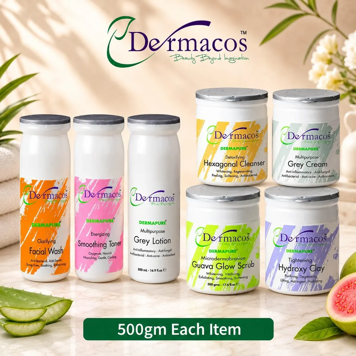 Dermacos Facial Kit Combination-1 (500gm Each) Pack of 7
