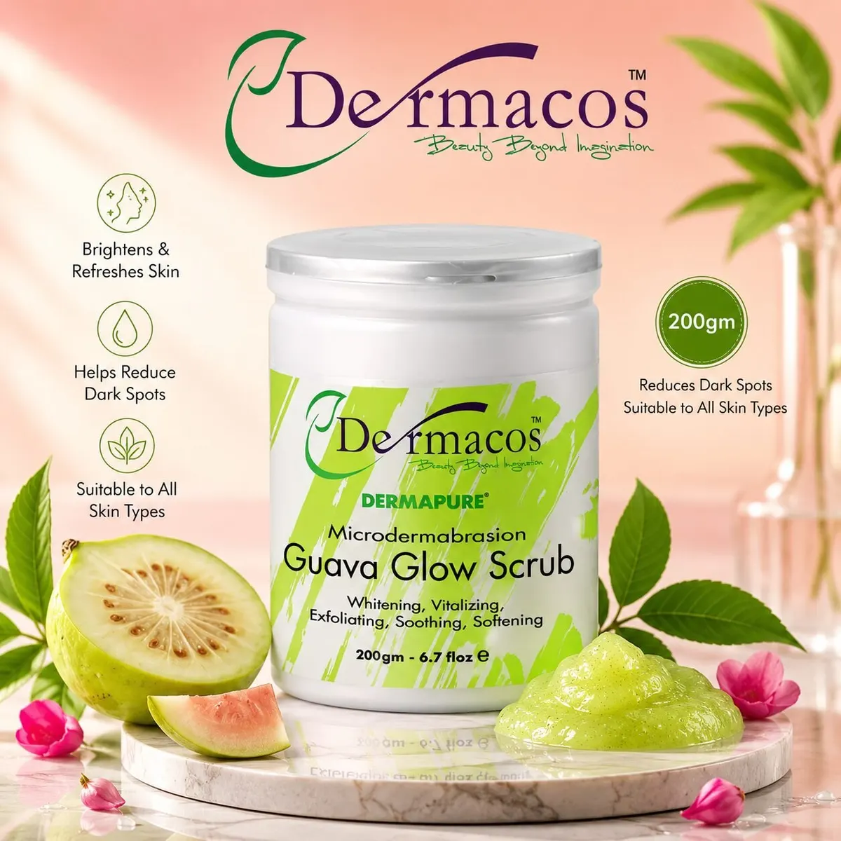 Dermacos Guava Glow Scrub (200gm)