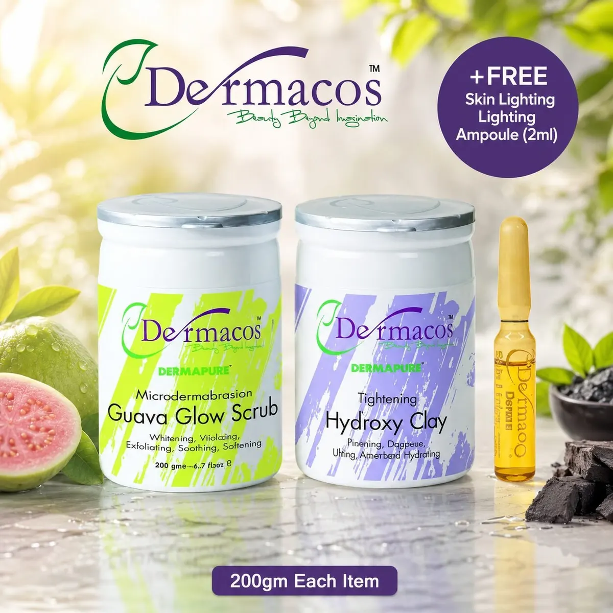 Dermacos Guava Glow Scrub + Hydroxy Clay (200gm Each) Pack of 2 Deal