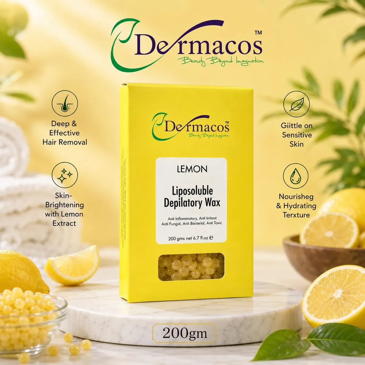 Dermacos Lemon Liposoluble Depilatory Wax (200gm)