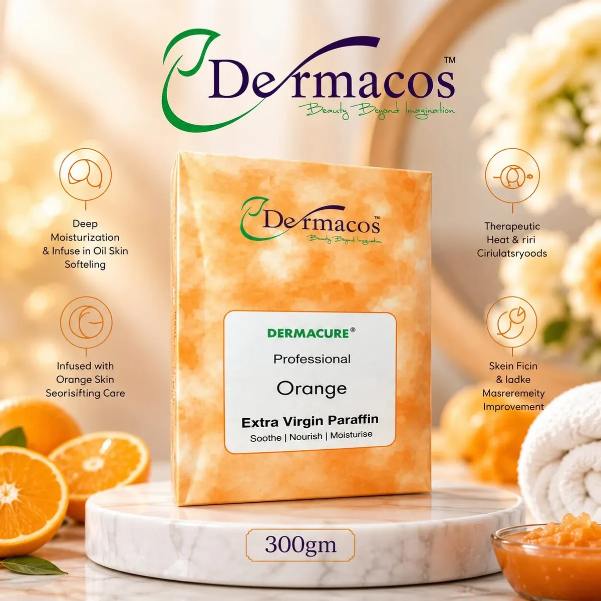 Dermacos Orange Extra Virgin Paraffin Wax (300gm)