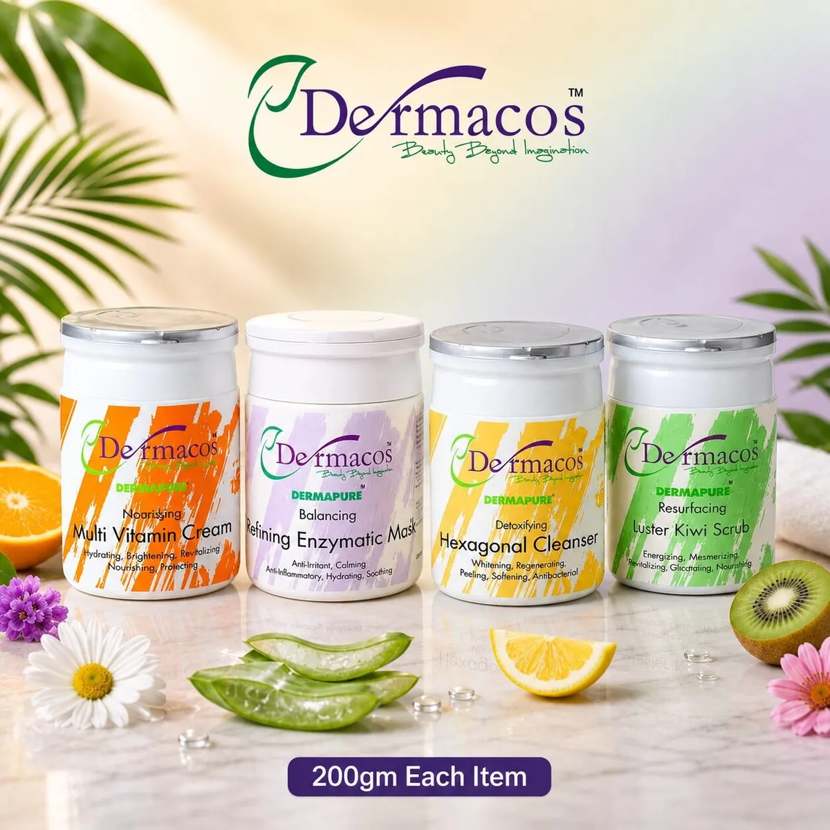 Dermacos Quick Glow Facial Kit (200gm Each) Pack of 4