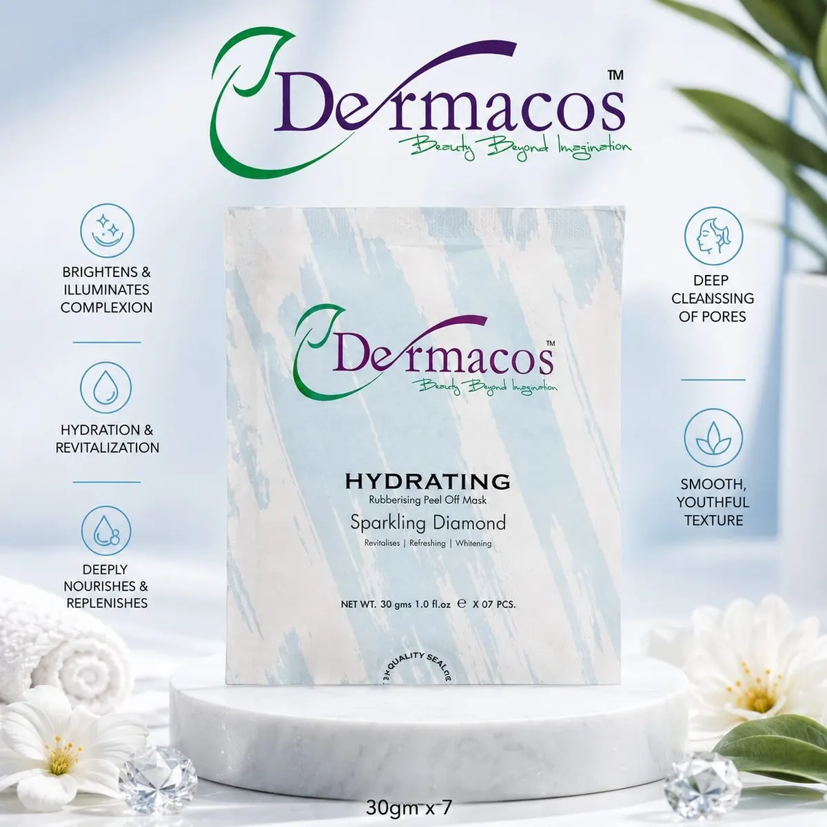 Dermacos Rubberizing Peel-Off Mask Sparkling Diamond (30gm) Pack of 7