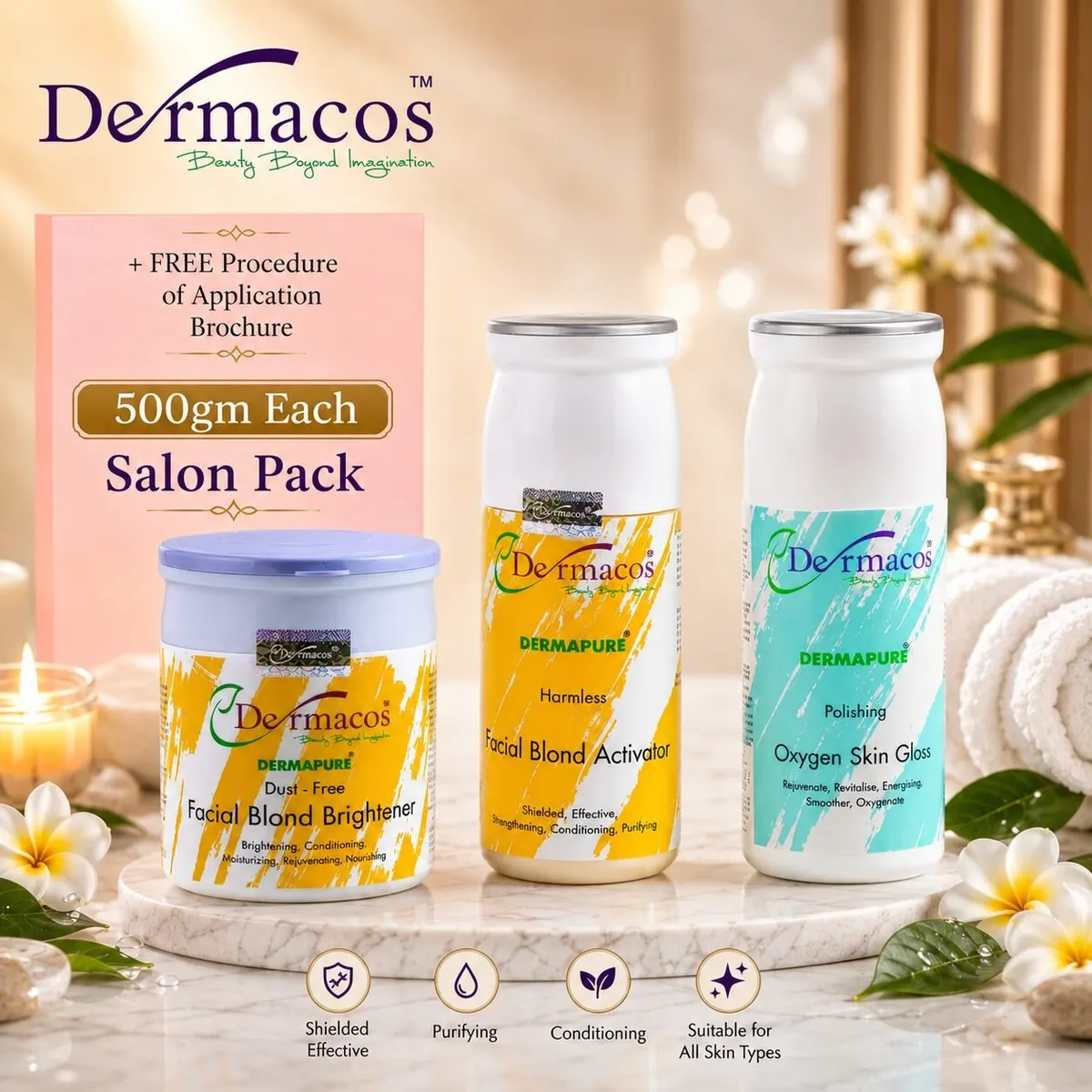 Dermacos Skin Glowing & Brightening Skin Polish Kit Salon Pack (500ml Each)