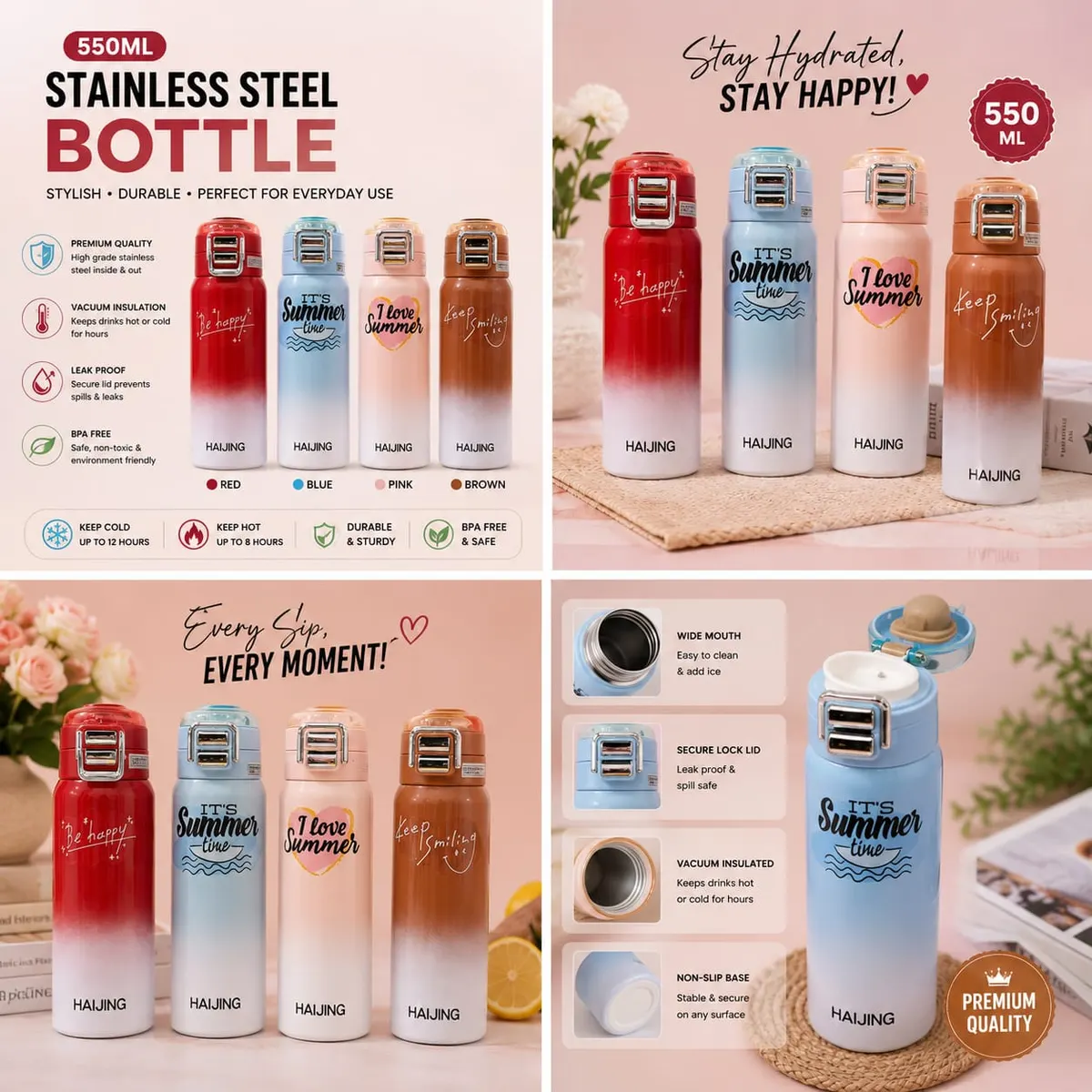 550ML Stainless Steel Bottle (Box Packing)