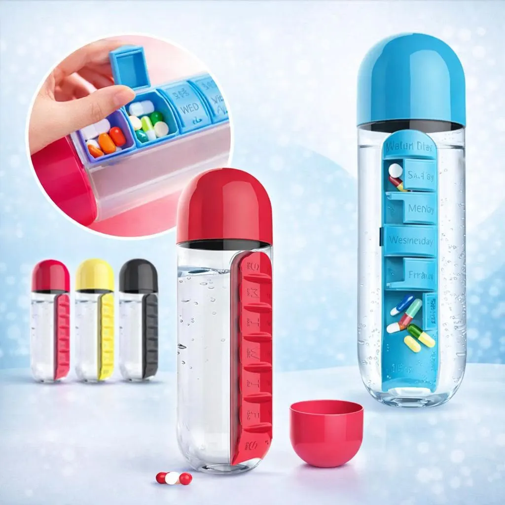 Pill Organizer Water Bottle