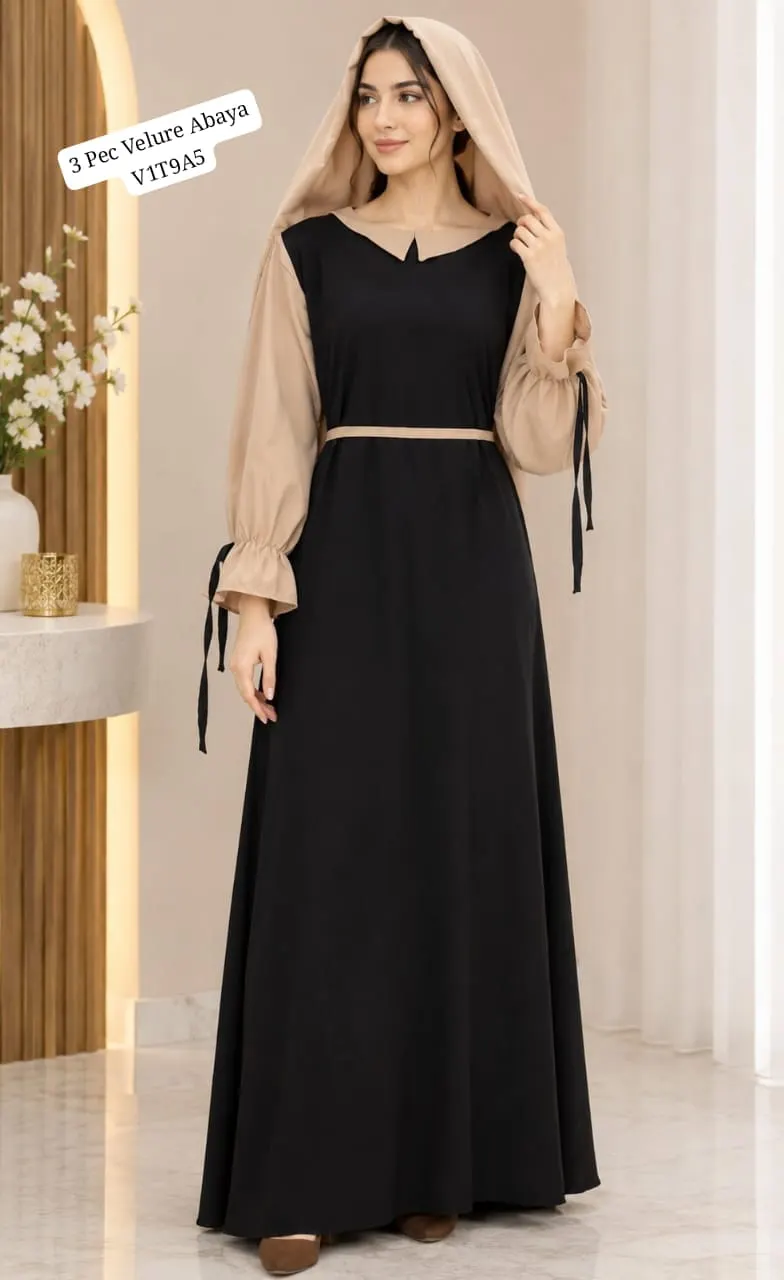 The Trendsetter 3 Piece Velure Abaya