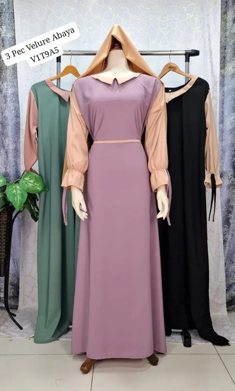 The Trendsetter 3 Piece Velure Abaya — view 5