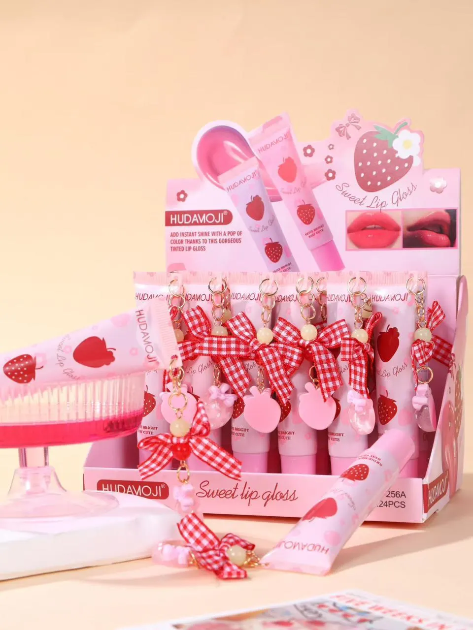 Hudamoji Sweet Strawberry Lip Gloss (6pcs Set) — view 3