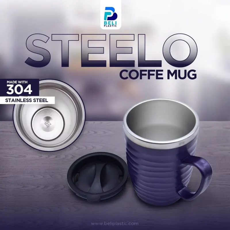 Steelo Stainless Steel Coffee Mug with Cap 400ml