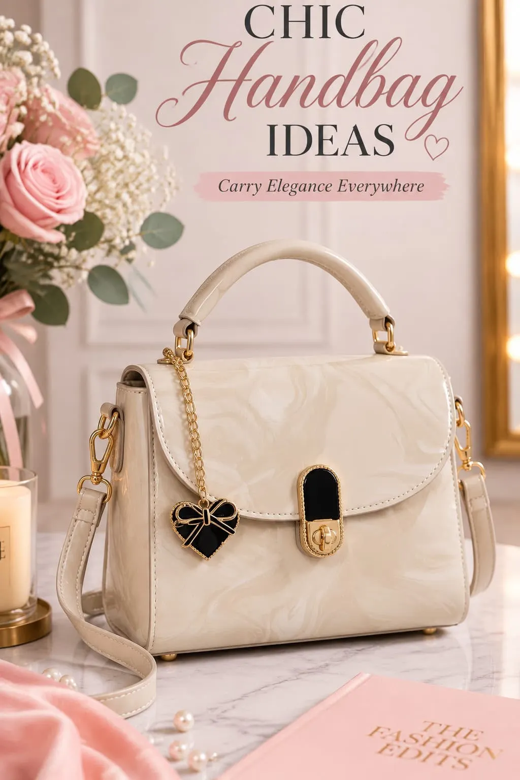 Cross Body Bag with Heart Keychain for Girls