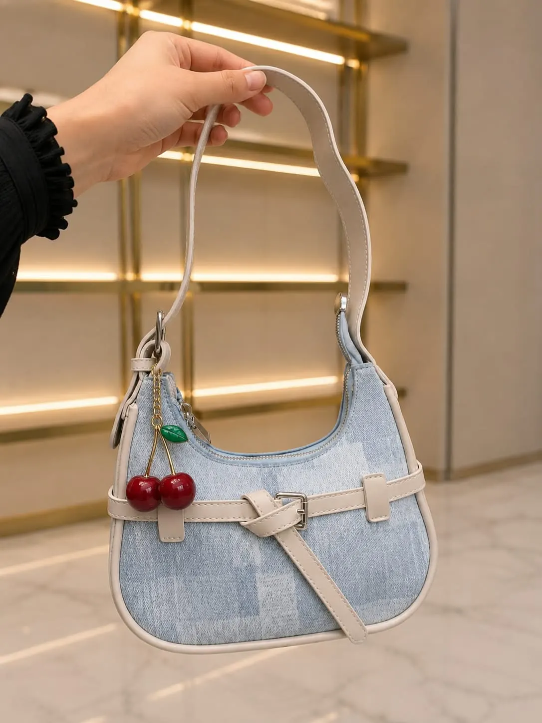 Imported Bag with Dust Bag & Cherry Keychain — view 12