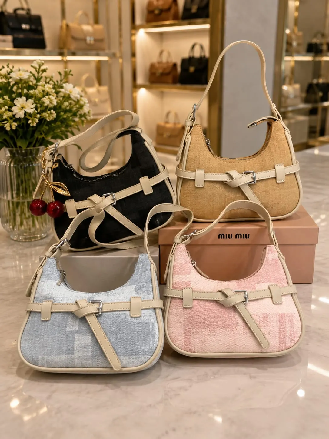 Imported Bag with Dust Bag & Cherry Keychain — view 13