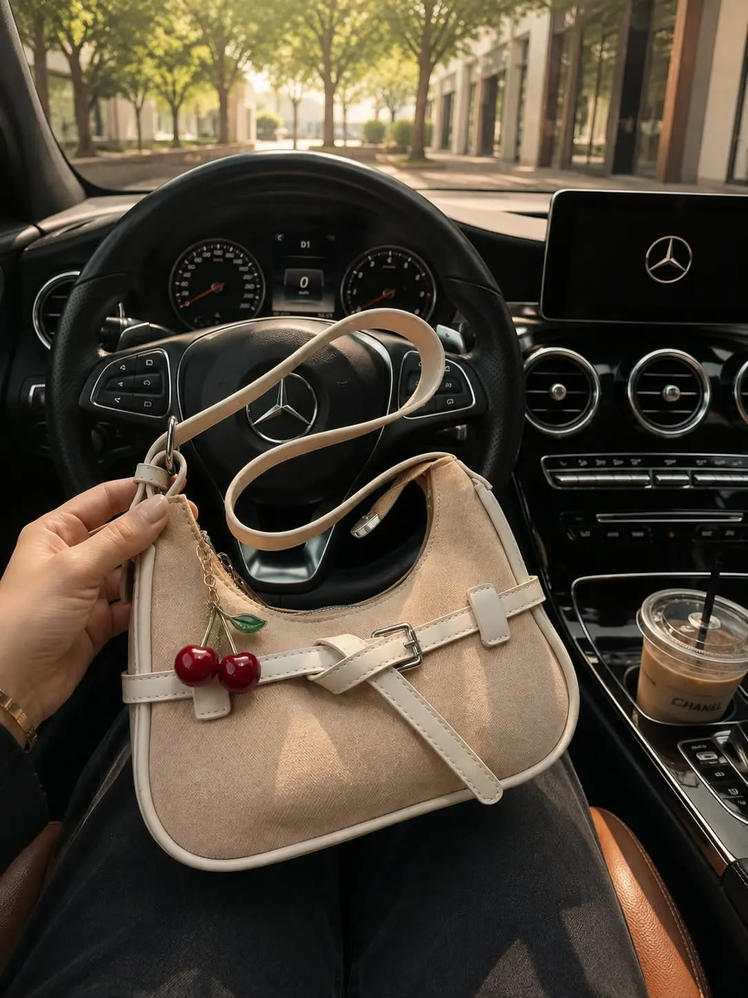 Imported Bag with Dust Bag & Cherry Keychain — view 7