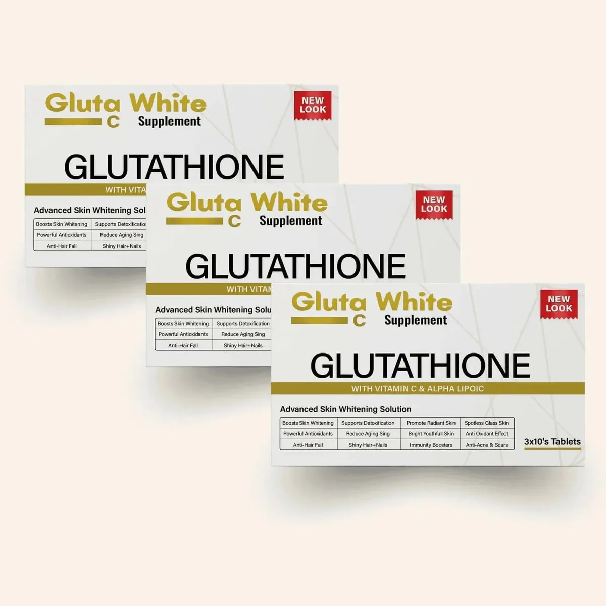 Gluta White Glutathione + Vitamin C tablets (3 Months Course)